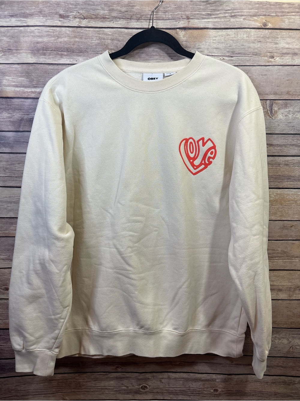 OBEY Love Urban Outfitters Men’s Ivory Sweatshirt Size Medium